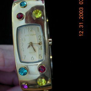 Betsy Johnson Jeweled Bracelet Watch Bangle, new with tag in gift box